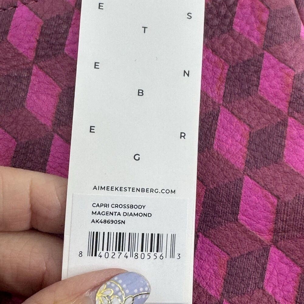 Aimee Kestenberg Leather Phone Crossbody Bag  Soft Capri Magenta Diamond Tassel - Picture 3 of 10